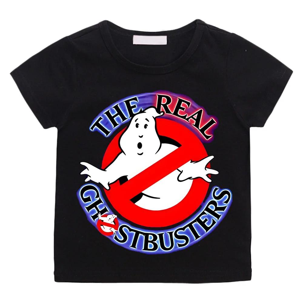 Summer BoysGirls 414t Cartoon Cotton Funny Ghostbusters Game Print Cartoon Short Sleeve Children TShirt Animation Costumes