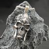 Stainless Steel Skull Pendant Viking Warrior Helmet Necklace Men's Trendy Accessories