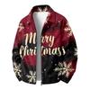 Men's Christmas Print Zip-Up Jacket with Collar, Loose Fit Casual Outerwear for Holiday Parties