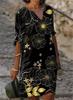 JPNTKY Fashion Summer Spring 1/2 Sleeves V-Neck Casual Dresses