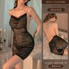 Erotic Underwear, sexy and shiny, Nightclub Hot Temptation, backless nightdress, see-through uniform, no-take pajamas 8844