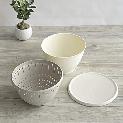 Liberalista Bowl and Colander Set, Small, 18cm Diameter, White, Set of 2 | Cooking Bowl, Cooking Bowl, Colander with Lid, Microwave and Dishwasher Saf
