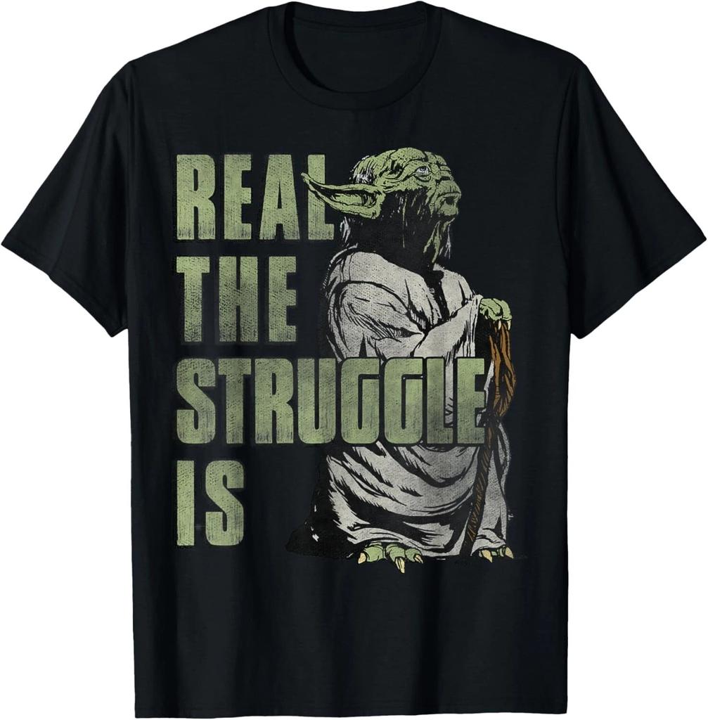 Star Wars Yoda Real The Struggle Is Graphic T- Shirt T- Shirt