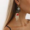 Halloween Fashion Trend Lace Skull Hand Earrings, Fun Holiday Party Earrings