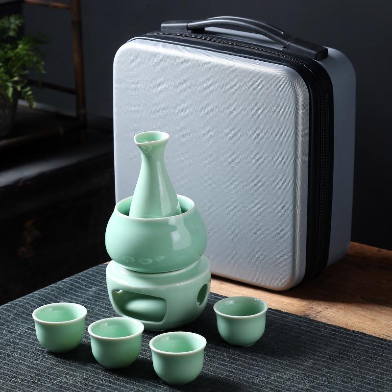 Creative Ceramic Wine Warmer - Yellow Wine Heating Set with Hot Water Pot