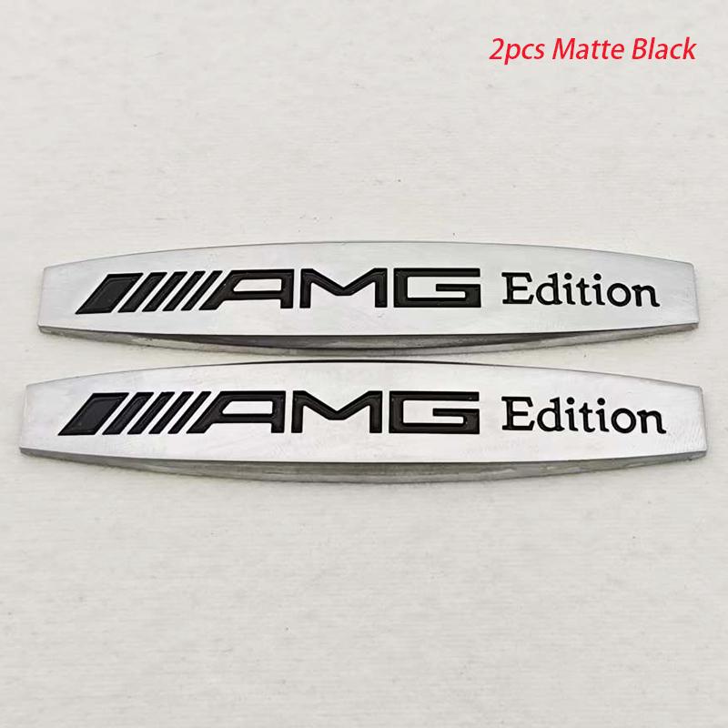 2pcs 3D Metal Car Styling Logo AMG Edition Badge Side Fender Both Emblem Sticker Decals For Mercedes Benz AMG Auto Accessories AT1