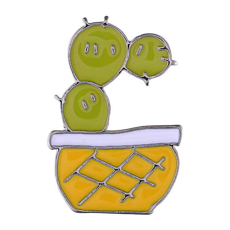 Charming Cartoon Mini Cactus Plant Brooch Alloy Badge For Fashionable Clothing Accessories