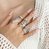 6 Piece Marine Summer Jewelry Adjustable Rings Set Starfish Shell Design Alloy Stackable Gift for Her Beach Holiday