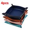 4PCS Creative Office Desk Storage Tray PU Folding Imitation Leather Tray Sundries Key Snack Decorati
