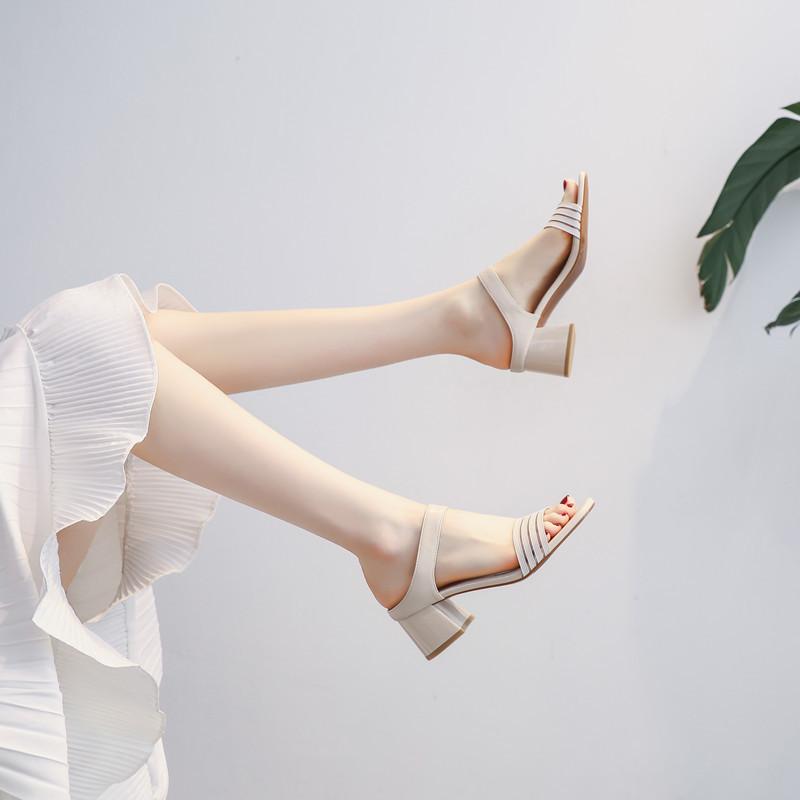 1356-23 Sandals Half Slippers Fashion High Heels Summer 2025 New Medium Heel Sandals