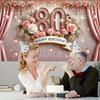 Elegante 80. Geburtstag Banner - Polyesterfaser, Roségold und Diamant Digitaldesign, Geburtstagsparty Dekoration