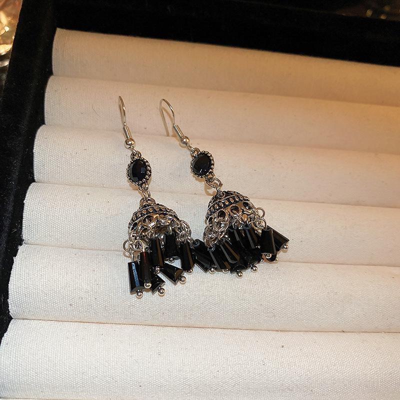 Silver Needle Zircon Geometric Tassel Earrings: Luxurious High-End Fashion Earrings for Women