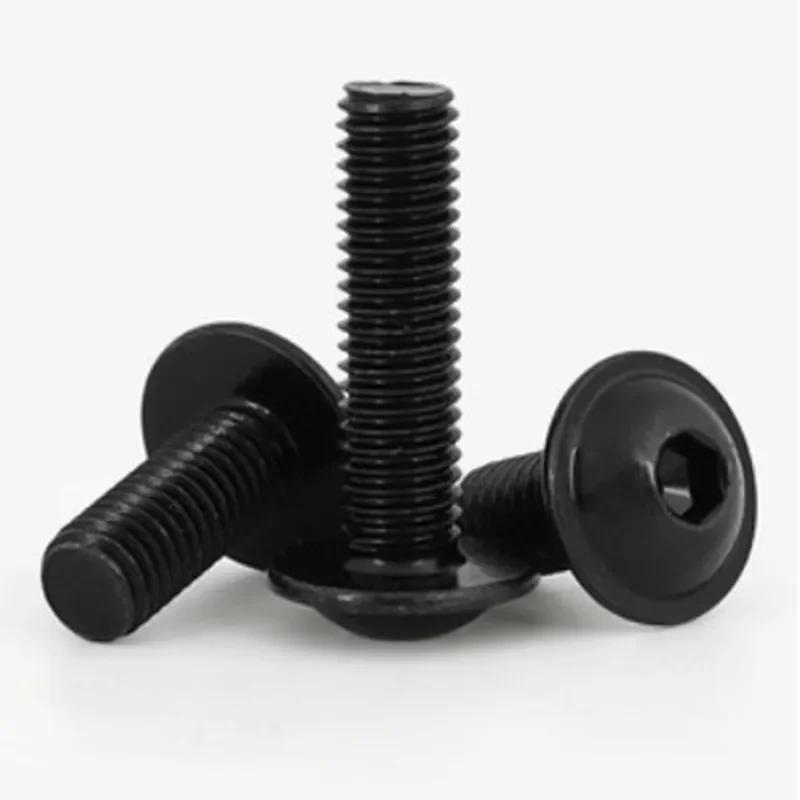 M2 M3 M4 M5 M6 M8 M10 ISO7380.2 דרגה 10.9 שחור בורג ראש כפתור פלאנג' עם צווארון דיסקיות ברגי אלן שקע משושה פנימי בורג