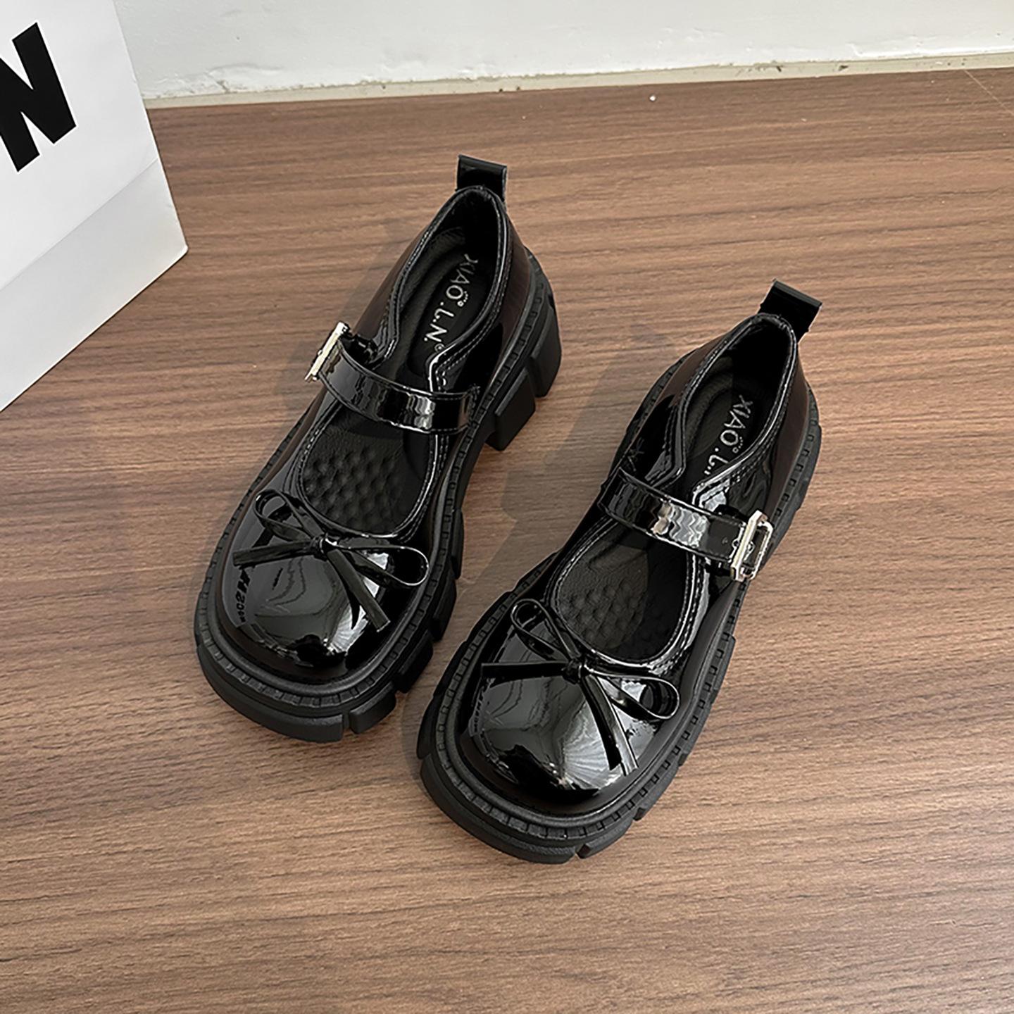 

Ретро черные туфли на высокой платформе в британском стиле, женские 2025, новая летняя юбка, туфли Мэри Джейн на мягкой подошве 39