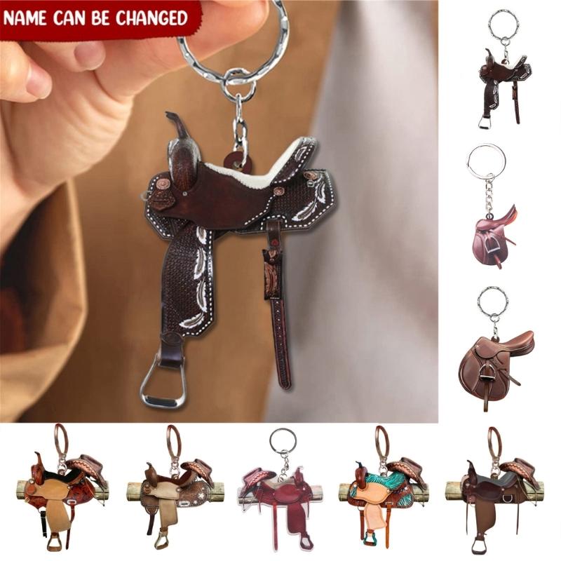 Colorful Saddles Pendant Keychain Acrylic Key Rings Accessory Handmade Keyring Bag Decoration Unique Gifts for Women