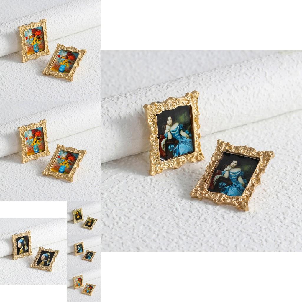 Unique Creative Geometric Mona Lisa Earrings Ideal For Gifting