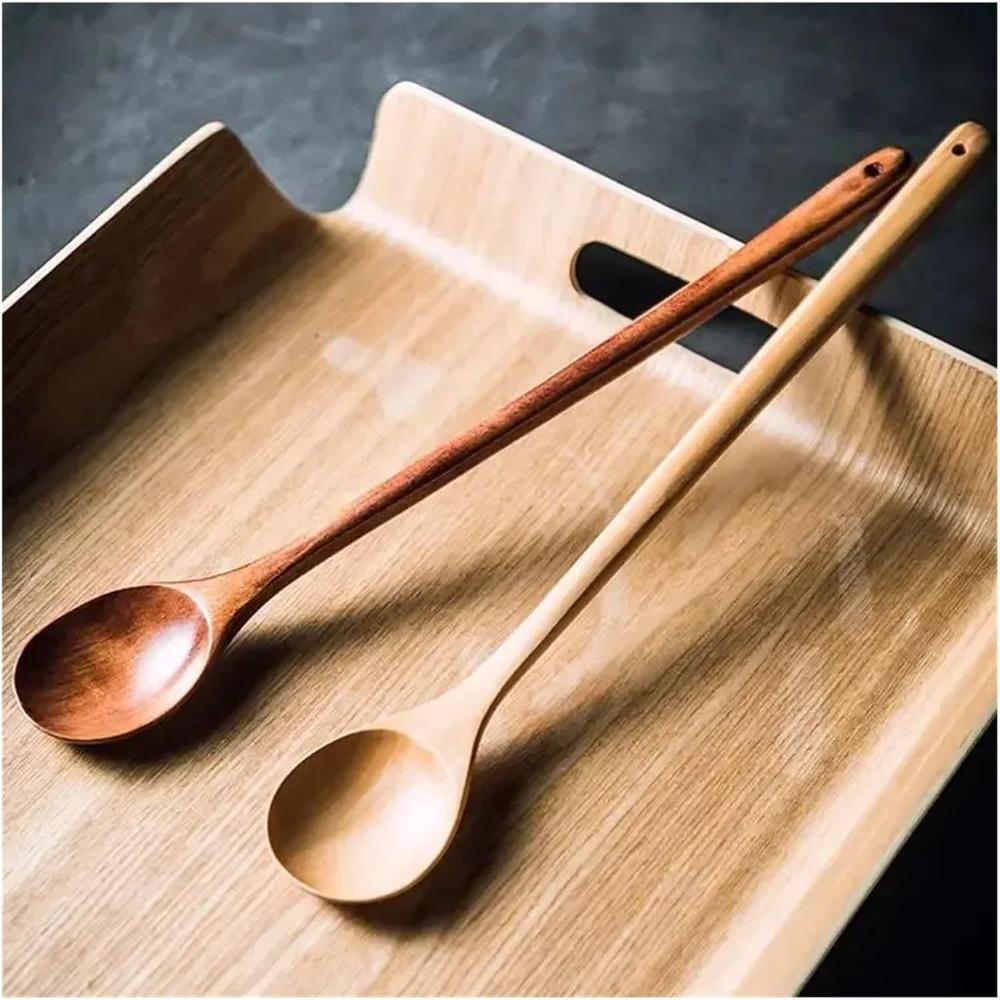 1 Pack Long Handle Wooden Spoon Wooden Stirring Spoon Stirring Cooking Wooden Spoon Wooden Extended Spoon Kitchen Soup Spoon