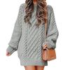 Neuer Grobstrickpullover für Damen, Lockerer Schnitt, Hoher Kragen, Oversized, Unifarben