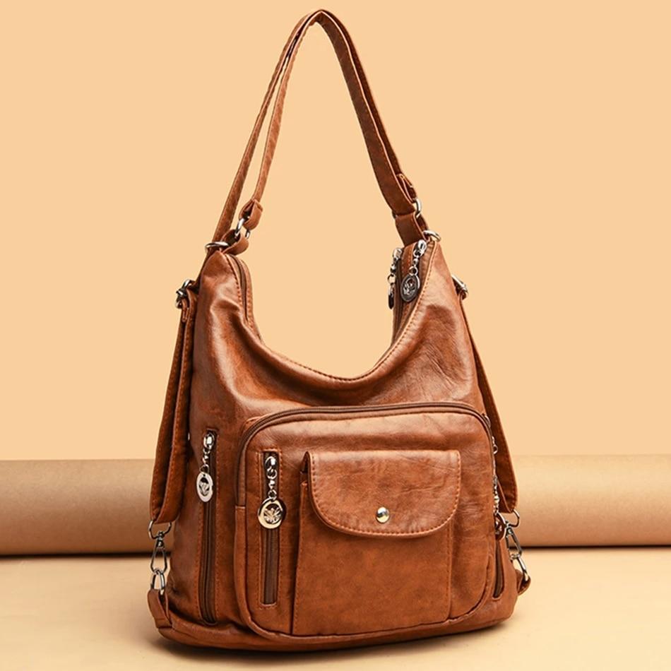 Women Back Pack Bagpack Vintage Women Bag Retro Pu Leather Ladies Casual Tote Designer Shoulder Bag Women's Handbag Sac