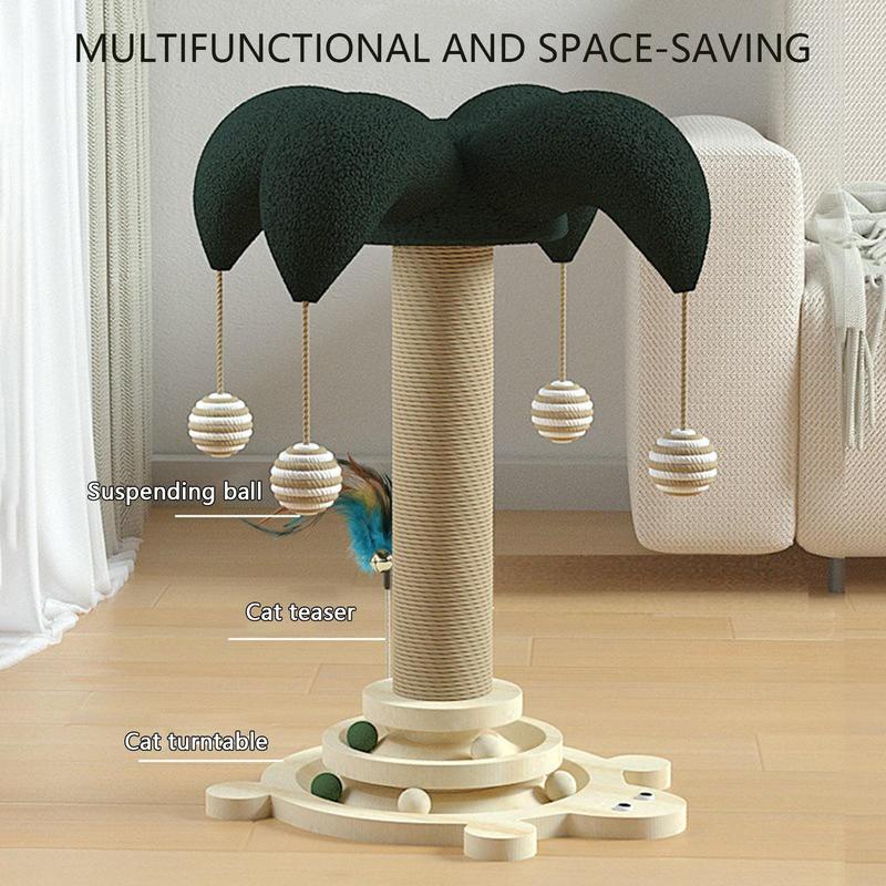 Cat Scratching Post Sisal Cat Scratching Toy Tree Built-In Rotatable Track And Rolling Ball Wear Resistant Climbing Furniture