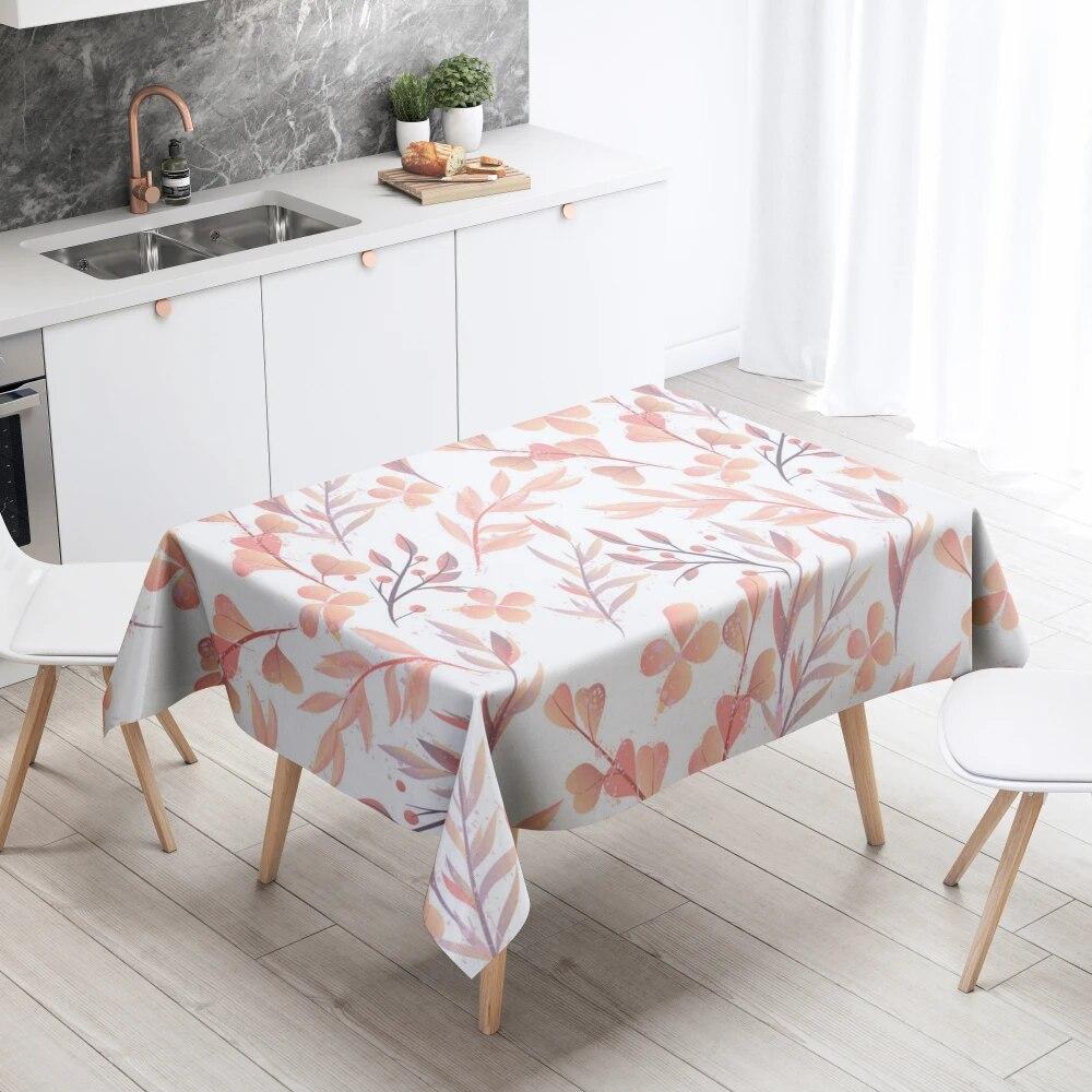 Cartoon Maple Leaf Floral Tablecloth Home Decor Anti-Stain Waterproof Table Decoration Rectangular Kitchen Fireplace Countertop