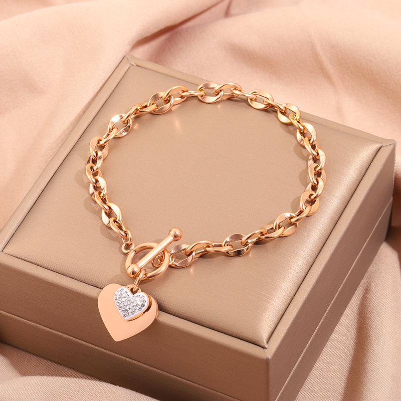 Korean Fashion Titanium Steel Diamond Inlaid Women's Luxury Bracelet