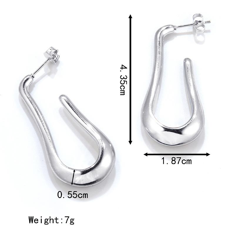 Retro Popular Geometric U-shaped Design Stainless Steel Earrings Personalized Versatile 18K Real Gold Electroplated Titanium Steel Stud Earring Ladies