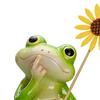 Garden Ornament Thinking Frog Holding Flower Shape Resin Statue Realistic Design Garden Pond Fountain Aquarium Figure
