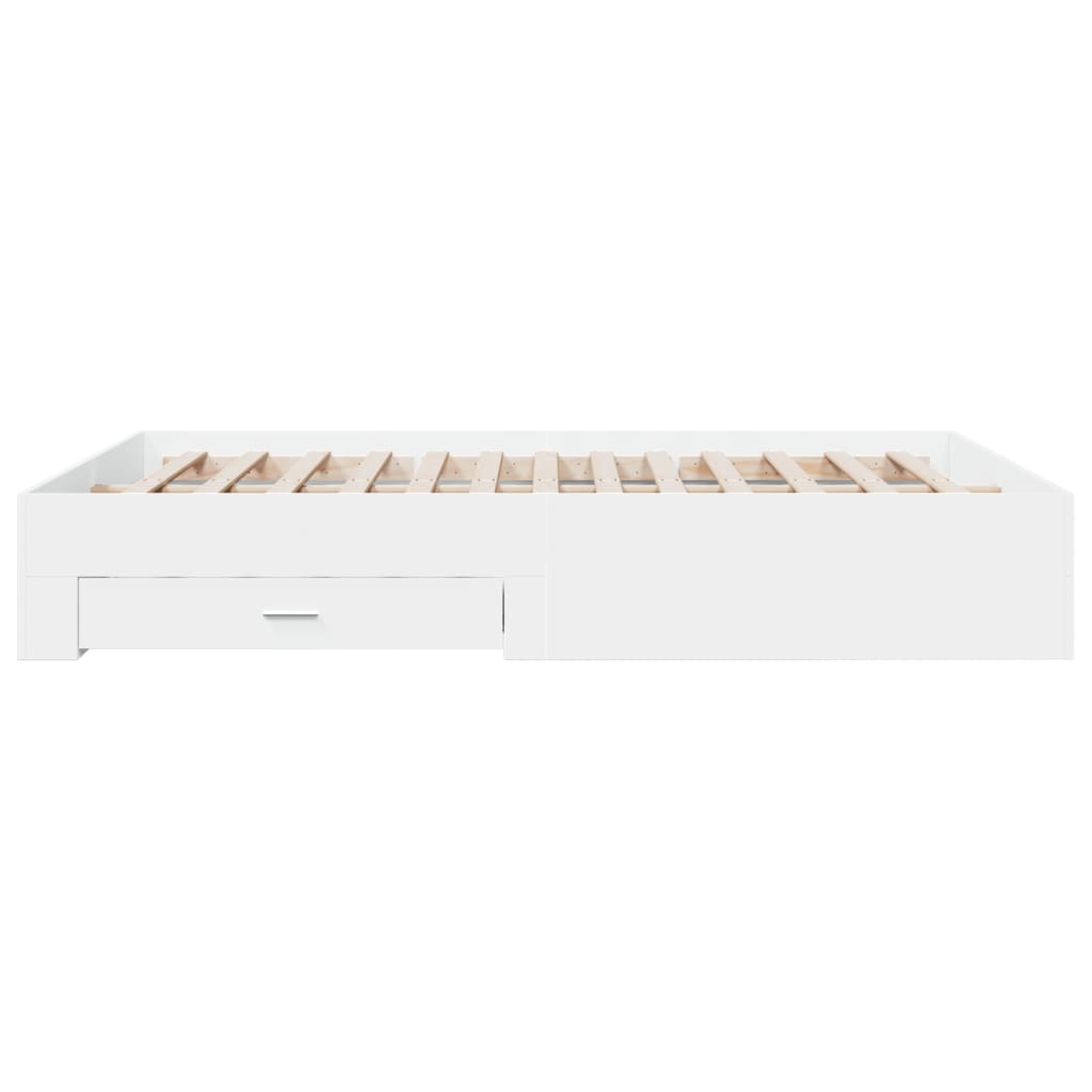 Bed Frame with Drawers White 140x200 cm Particleboard
