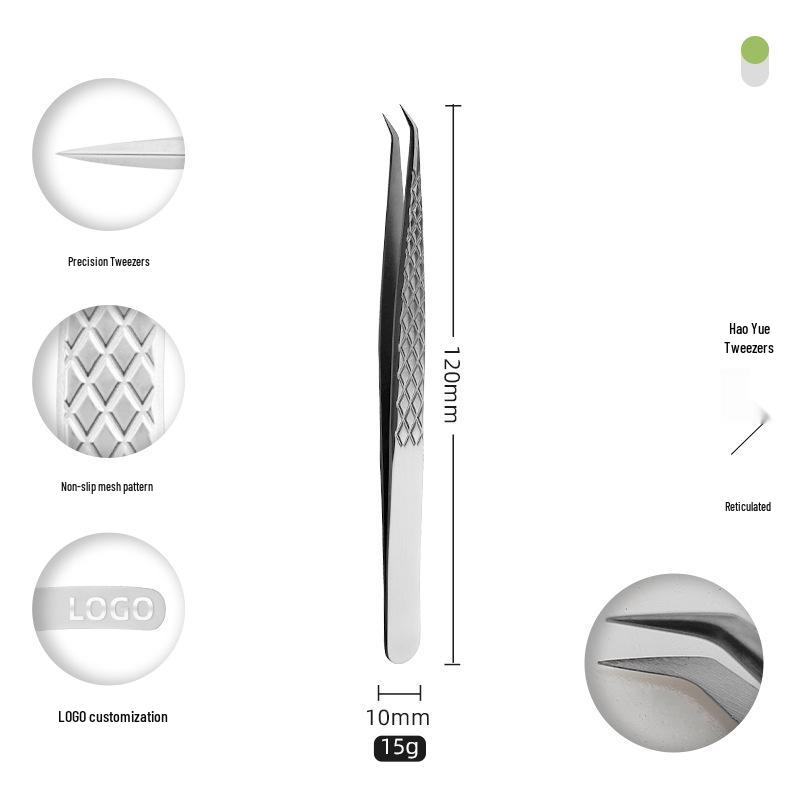 Golden Feather Stainless Steel Eyelash Tweezers for Grafting and Extensions