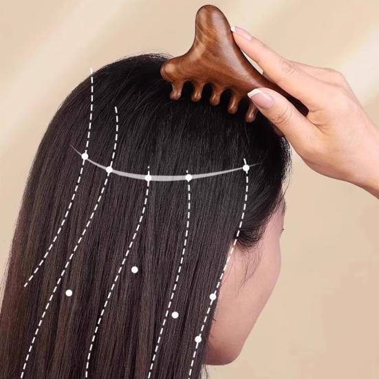 Multi-functional Meridian Massage Comb Sandalwood Scalp Massage Comb Deer Wide Tooth Face Head Body Massager Guasha Scrubber Tool