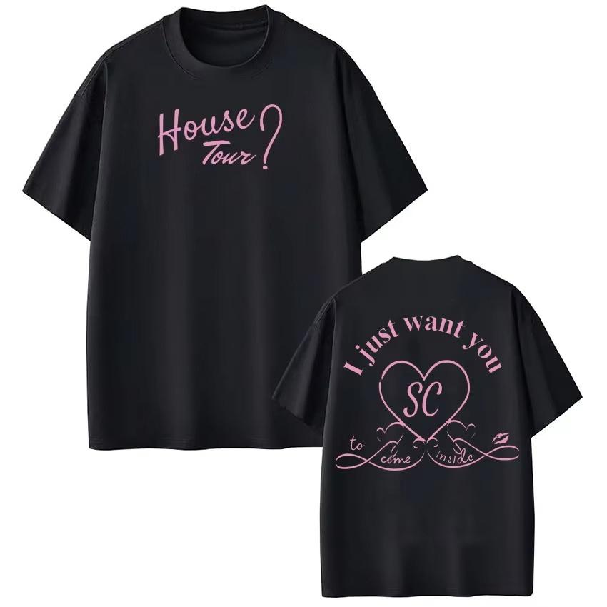 House Tour Sabrina Carpenter I Just Want You Fashion Print Tshirt Men Women pure Cotton Tshirts Summer Aesthetic Tshirts