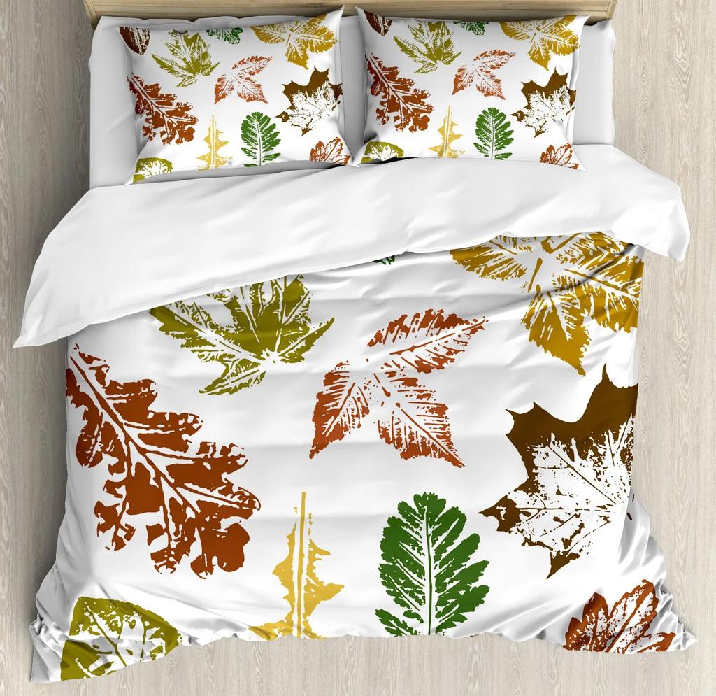 Fall Duvet Cover Seasonal Maple Tree Leaves Botanical Foliage Vibrant Floral Forest Image Decorative 3 Piece Bedding for Women