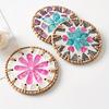 Colorful Shells Round Rattan Coaster Dining Table Protector Pad Heat Resistant Cup Mat Coffee Tea Hot Drink Mug Placemat Kitchen
