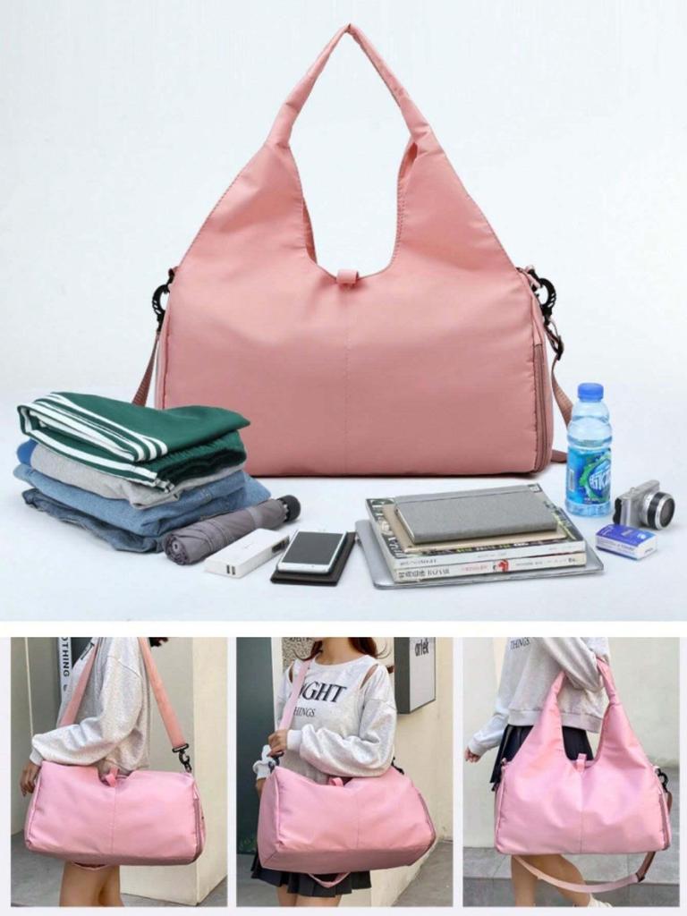 Women's Large Capacity Travel and Gym Bag with Shoe Compartment - Simple Design for Yoga and More