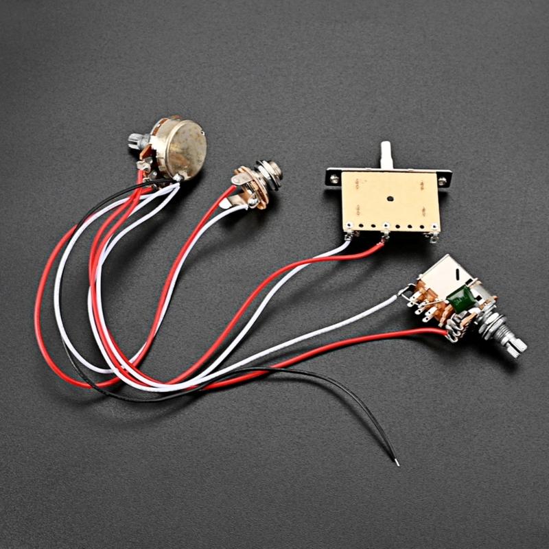 1V 1T Wiring Kit, 3 Way A500K Wiring Harness Prewired Guitar Wiring Hareness for Electric Guitar Bass Repair Replacement