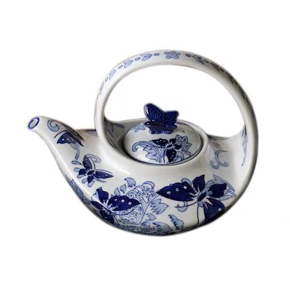 Blue and White Porcelain Teapot, Retro Hand-painted Tea Kettle, Chinese Style Living Room Decorations, Classical Tea Set, 750ml