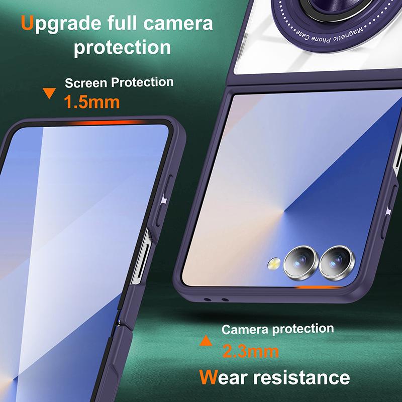 Samsung Z Flip7/6/5 360° Rotating Magnetic Wireless Charging Drop-Proof Clear Case