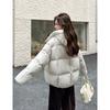 Removable hooded stand-up collar temperament fluffy white duck down jacket women's new model