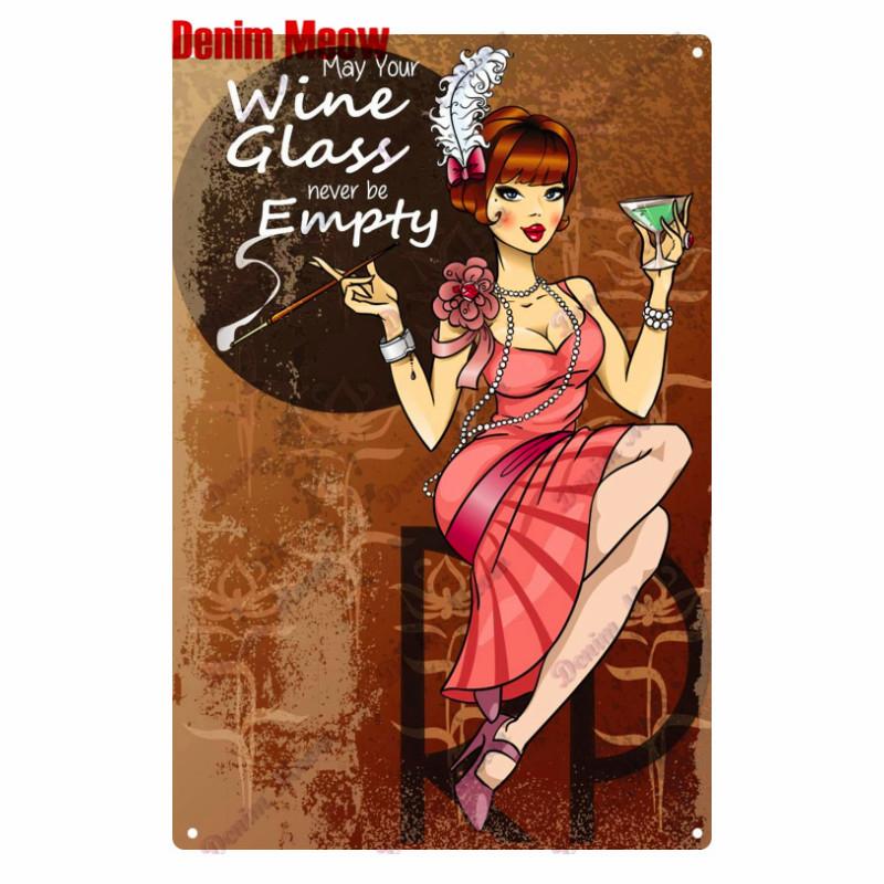 Vintage Turquoise Cat Metal Poster, I Drink Wine Wall Tin Sign, Retro Frogs, Wine Plate for Elf Bar, Pub and Garden Decor, WY52
