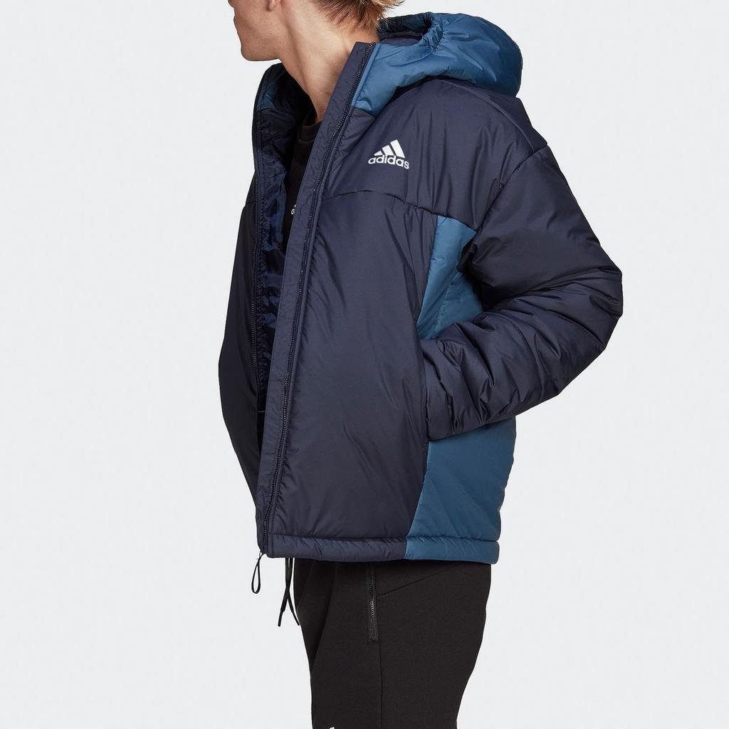 Adidas Color Block Letter Print Sports Casual Hooded Cotton Jacket Men Jacket Legendary-Ink-Blue Miracle-Grey HG8752