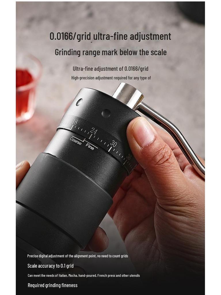 Stainless Steel Hand-Crank Coffee Grinder with External Adjustment for Italian Coffee