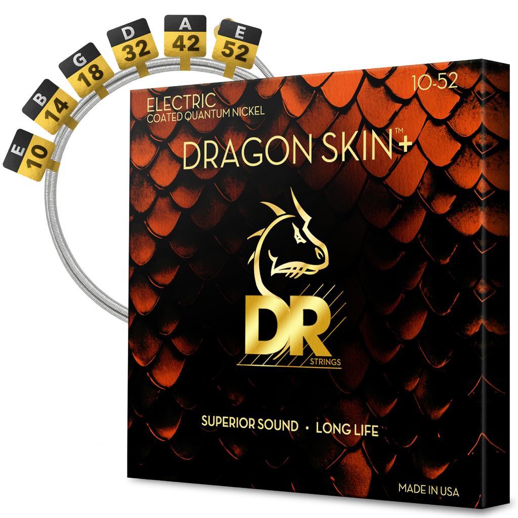 DR Strings DRAGON Electric Guitar Strings with Quantum Nickel Wound Strings (D-R) SKIN+ (DEQ-10/52)