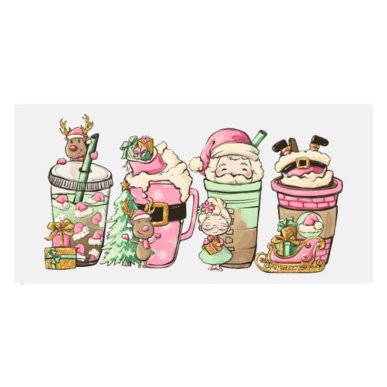 Nálepka na šálek Vánoční stromeček Santa Claus Voděodolná Samolepicí Velká přilnavost Protiskluzový Čirý tisk Nálepka na šálek kávy UV DTF