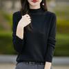 Women's Korean-Style Wool Knit Sweater - Autumn Collection, Half-High Neck, Carved Design