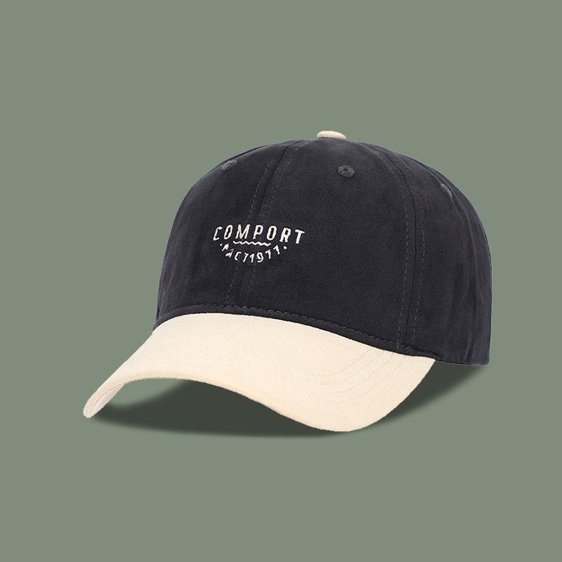 

Универсальная ретро контрастная вышитая надпись мягкий верх бейсболка для мужчин и женщин с широкими полями большой окружностью головы показывающая лицо маленькая кепка-утенок Adjustable