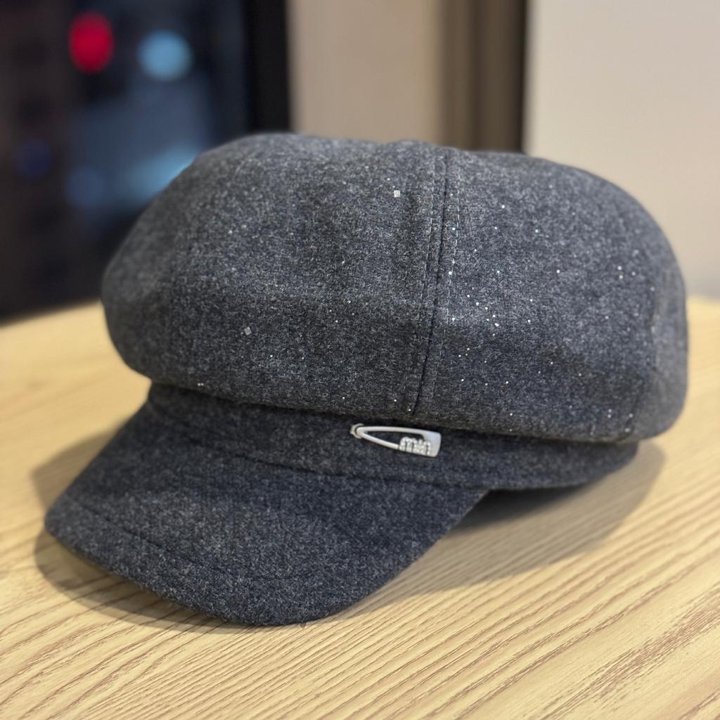 Retro Simple Fashionable Versatile Octagonal Hat for Women Autumn and Winter Painter Hat Newsboy Hat Small Face