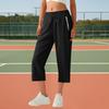 Women Casual Cotton And Linen Solid Drawstring Elastic Waist Long Straight Pants