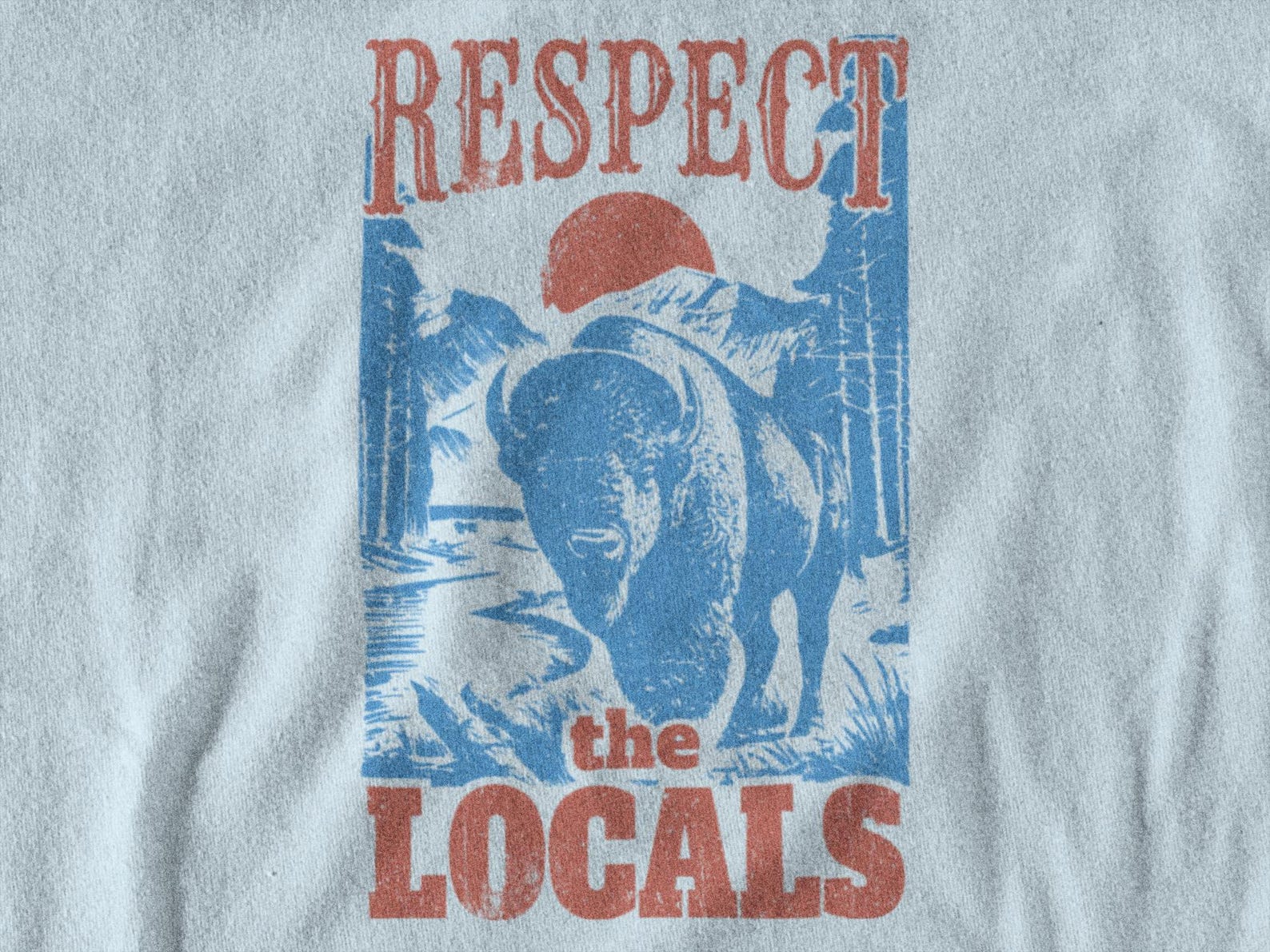 Respect the Locals Bison Graphic T-shirt | Retro Outdoors, Nature Tee 3XL
