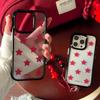 Red Polka Dot Five-Point Star Phone Case for iPhone 13-17 Pro/Pro Max